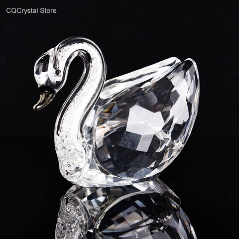 Figurines en cristal de cygne, Collection d'ornement en verre, diamant, Animal, presse-papier, décoration artisanale de Table, cadeaux pour enfants, 6 couleurs ► Photo 1/6