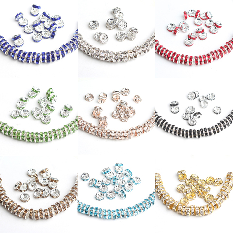 Rondelles pour strass en métal, cristal, cristal, perles coulissantes, entretoise, accessoires de fabrication de bijoux, choix multicolore, 100 pièces/lot ► Photo 1/6