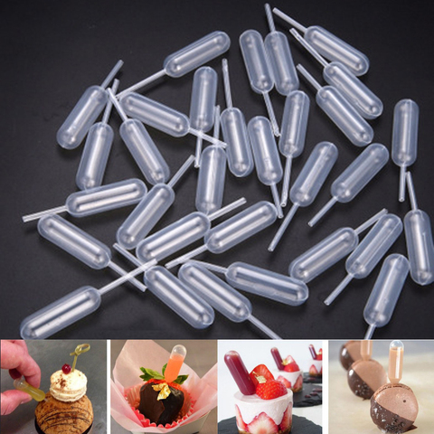 50 pièces/paquet crème glacée gelée Milkshake compte-gouttes paille compte-gouttes pour gâteau jetable paille injecteur pour Cupcake Dessert outils de cuisson ► Photo 1/6