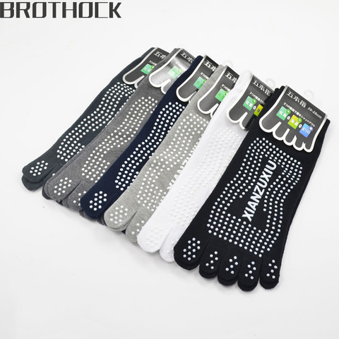 Brothock-chaussettes en coton pour hommes, chaussettes pour massage, en coton, antidérapantes, respirantes, pour Yoga, à 5 doigts, à 5 orteils, vente en gros ► Photo 1/6