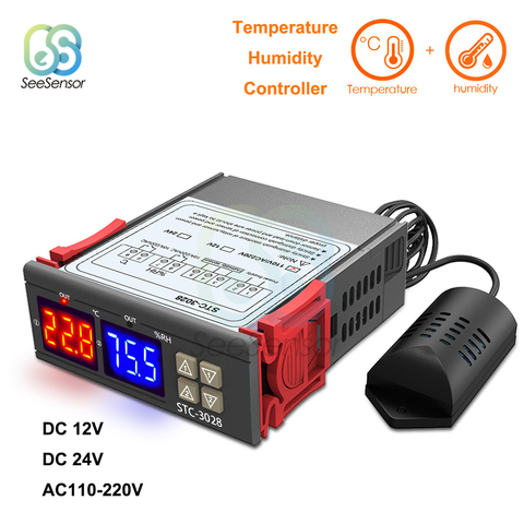 STC-3028 double contrôleur numérique d'humidité régulateur de température pour réfrigérateur Thermostat régulateur 12 V 24 V 220 V thermomètre ► Photo 1/6