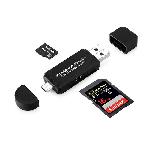Adaptateur Micro USB OTG vers USB 2.0, lecteur de carte SD/Micro SD avec connecteur USB mâle et Micro USB mâle Standard pour tablettes ► Photo 1/6