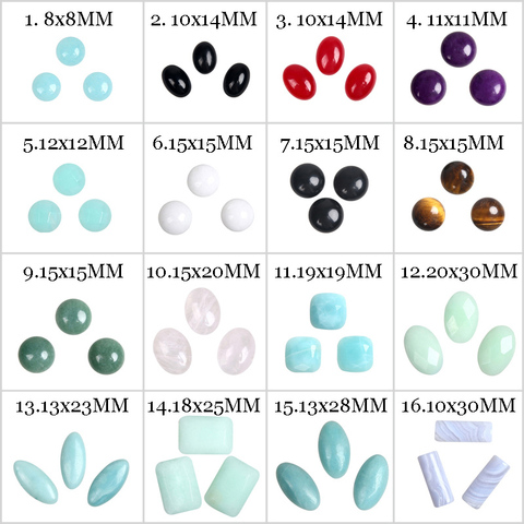 Nouveauté rond ovale carré pierre naturelle anneau Surface perles choisir taille et couleur pour la fabrication de bijoux S1 ► Photo 1/1