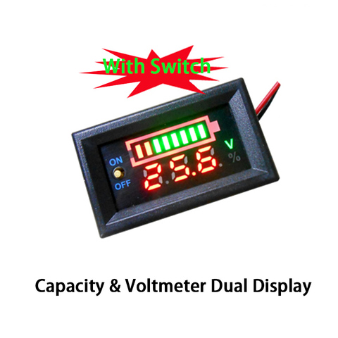 Indicateur de capacité de batterie au Lithium, 2S 3S 4s 12V 24V 48V, batterie au plomb, voltmètre numérique, testeur de niveau de Charge, double affichage ► Photo 1/4