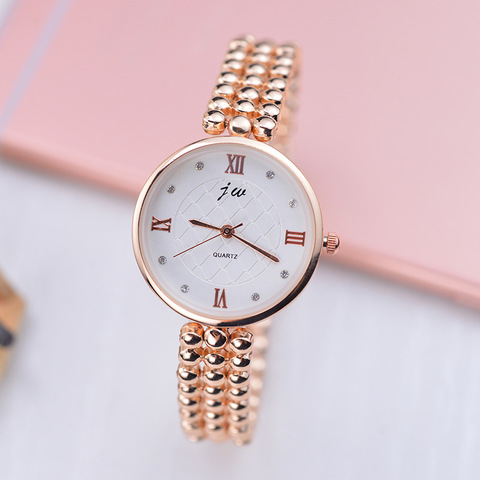 JW-montre de luxe en cristal, en or Rose, Bracelet à Quartz pour femmes, mode ► Photo 1/6
