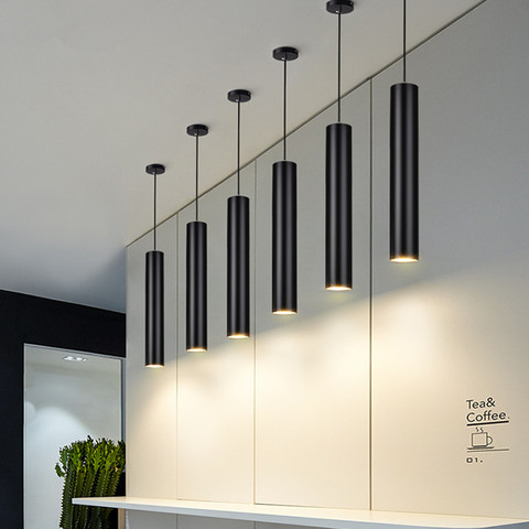 Lampe led suspendue cylindrique à la forme d'un Tube Long, pendentif led, lumière à intensité réglable, luminaire décoratif cylindrique, idéal pour une cuisine, une salle à manger, une boutique ou un Bar ► Photo 1/6