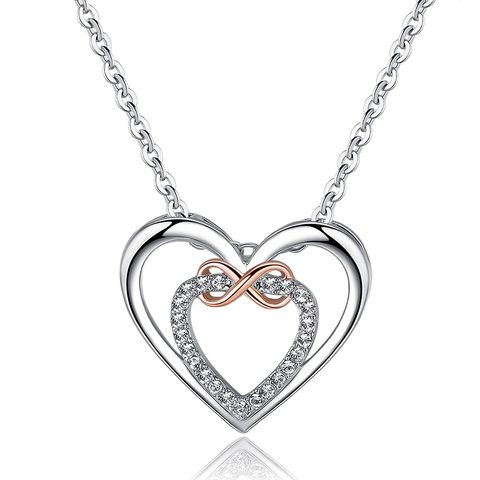 Collier Infinity en forme de cœur pour femmes, bijou de mariage en or Rose et plaqué Rhodium, zircone cubique AAAA, nouvelle collection 2022 ► Photo 1/3