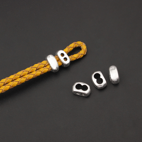 Cordon rond en cuir, Double trous, 3mm 4mm, glissières pour colliers, découvertes de bijoux, 20 pièces ► Photo 1/5