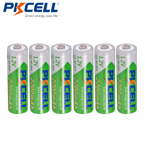 6 x PKCELL AA NiMH Recarregavel Bateria Durable faible autodécharge 1.2V 2200mAh 2A Ni-MH batterie Rechargeable Batteries Bateria ► Photo 1/6