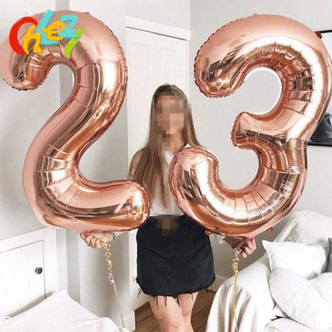 Ballons d'anniversaire en grande feuille de 40 pouces, ballon à Air hélium avec chiffres, décorations de fête d'anniversaire pour enfants ► Photo 1/6