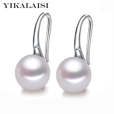 YIKALAISI-boucles d'oreilles en argent Sterling 925, bijoux pour femmes, bijoux en argent Sterling, eau douce, perles oblatées, à la mode, 8 à 9mm, 4 couleurs ► Photo 1/6