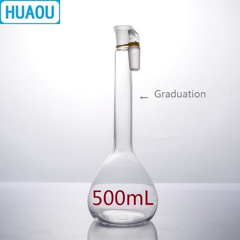 HUAOU-flacon volumétrique en verre neutre de classe A, 500mL, avec marque de remise de diplôme, équipement de chimie de laboratoire ► Photo 1/4