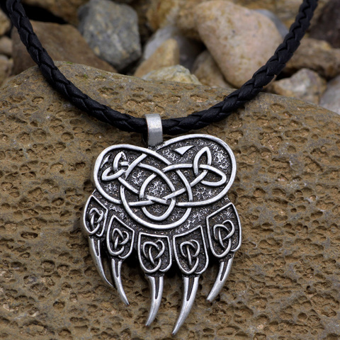 Youe shone – pendentif Pagan nordique en forme de patte d'ours, Veles, symbole, collier en laiton ► Photo 1/6