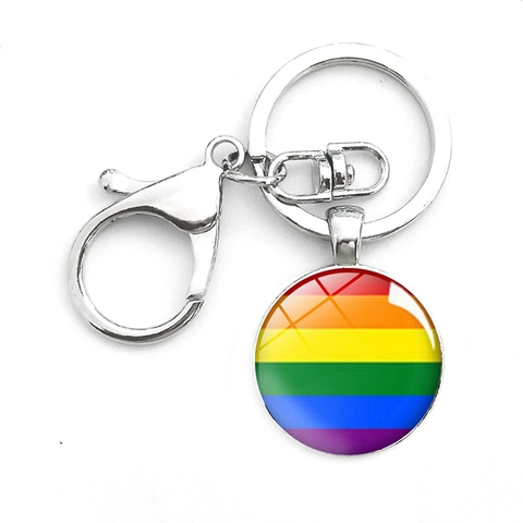 Porte-clé avec pendentif en forme de dôme en verre arc-en-ciel, pour Gay et lesbiennes, avec boucle à homard, porte-clés de voiture, bijoux LGBT ► Photo 1/6
