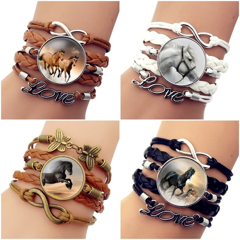 2022 marque chaude mode cuir infini cheval Wrap Bracelet Bracelet pour femmes à la main verre Cabochon cheval bijoux meilleur cadeau ► Photo 1/1