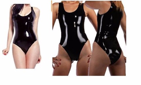 Maillot de bain en Latex noir, modèle de justaucorps, caoutchouc et gomme, 100% ► Photo 1/5