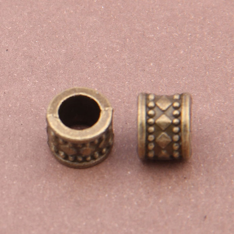 Lot de 30 breloques en Bronze argenté tibétain de 6mm, perles Vintage en métal à grand trou, adaptées à la fabrication de bracelets et de colliers ► Photo 1/2