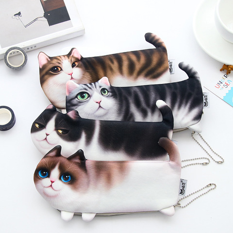 Trousse à crayons en tissu doux Kawaii, Simulation de dessin animé chat 3D, papeterie scolaire, sac à stylos, cadeau pour fille et garçon, nouveauté 2022 ► Photo 1/5