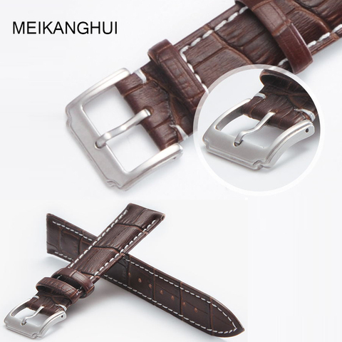 MEIKANGHUI-bracelets de montre en cuir véritable, boucle, 18mm 19mm 20mm 21mm 22mm, bracelet de montre pour femmes et hommes, haute qualité ► Photo 1/6