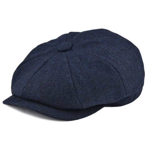 BOTVELA – casquette à chevrons en laine Tweed bleu marine pour homme et femme, chapeau plat à panneaux 8-quarts, pour chauffeur de taxi, 005 ► Photo 1/6