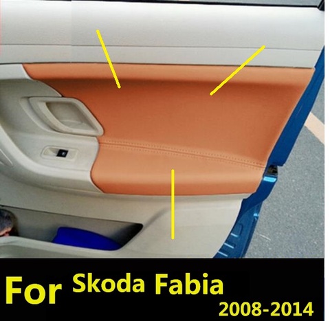 Panneaux de porte avant/arrière en cuir microfibre, 4 pièces, garniture de protection d'accoudoir pour Skoda Fabia 2008 – 2014 avec raccords de montage ► Photo 1/6