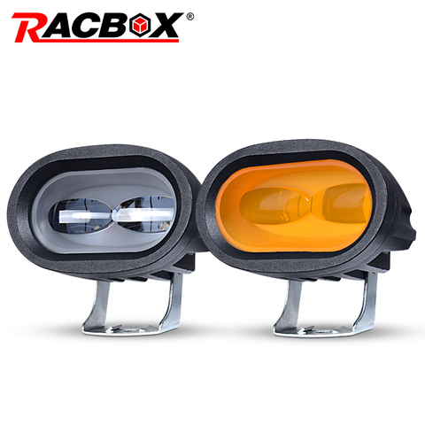 RACBOX 6D lentille 20W LED barre lumineuse de travail voiture conduite brouillard Spot lumière tout-terrain lampe de travail LED camion SUV ATV LED ► Photo 1/6