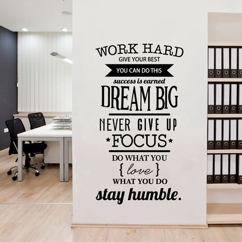 Autocollant mural en vinyle avec citations de motivation pour bureau, autocollant mural, ne jamais abandonner le travail ► Photo 1/6