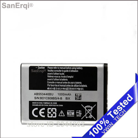 1000 mAh AB553446BU pour Samsung B2100 C3300 Xplorer B100 SCH-B619 C3300K C5212 Duos C5212i C5130 1000 mAh Batterie ► Photo 1/2