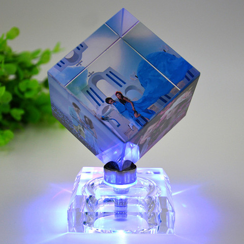 Cadre Photo rotatif en cristal, forme carrée, impression couleur personnalisée, cadeaux brillants, bricolage ► Photo 1/6