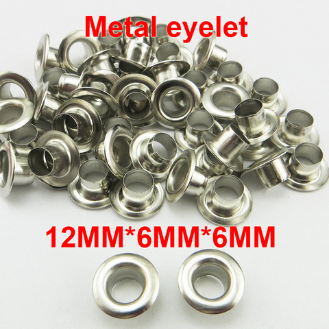 200 pcs 12*6*6mm argent MÉTAL OEILLETS bouton à coudre décoratif vêtements accessoire boutons ROND chaussures sac oeillet ME-025 ► Photo 1/6