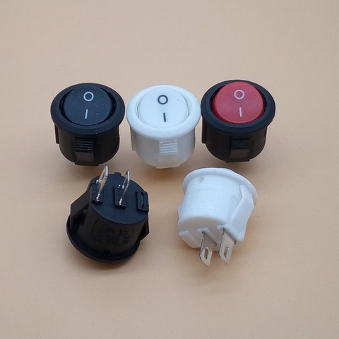 SPST-interrupteur à bascule rond, bouton marche/arrêt, noir/rouge/blanc, AC 10a/125V, 6a/250V, 10 pièces ► Photo 1/4