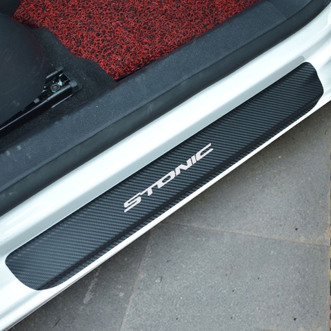Autocollants de Film de décoration de seuil de porte de voiture en Fiber de carbone anti-rayures aucun seuil de porte antidérapant ► Photo 1/6
