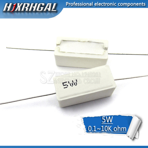 Résistance du ciment 0.1 ~ 10k ohm 5% 0.22 0.33 1 10 0.5 1K 10K ohm 0.1R 0.22R 0.33R 0.5R 1R 10R 100R hjxrhgal 5W 10 pièces ► Photo 1/1