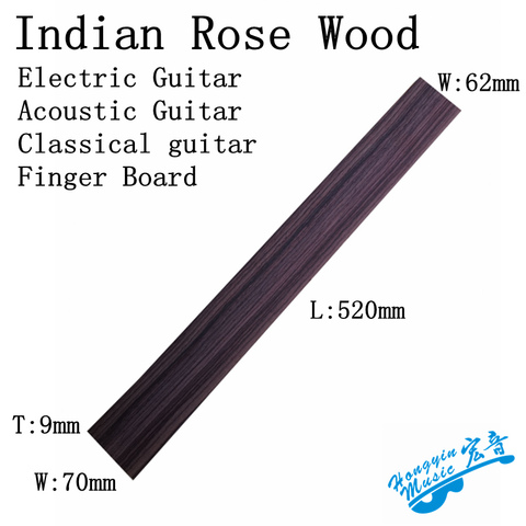 Bois de Rose indien pour guitare classique électrique acoustique tableau de doigt guitare en palissandre à la main Parts9 * 70*520 ► Photo 1/6