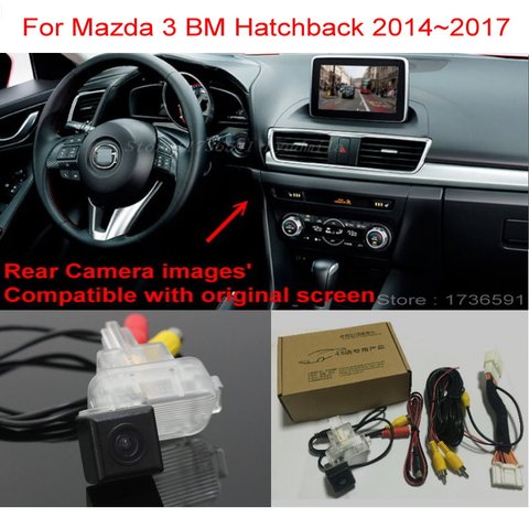 Pour Mazda 3 Mazda3 BM hayon 2014 ~ 2022 RCA et écran d'origine Compatible voiture sauvegarde caméra arrière voiture vue arrière ensembles de caméra ► Photo 1/5
