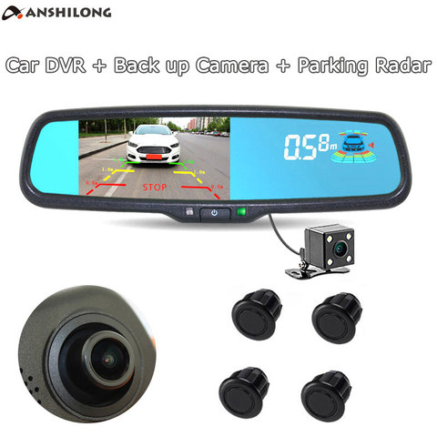 ANSHILONG – moniteur de rétroviseur 3 en 1 5 pouces HD, remplacement intérieur de voiture, DVR 1080P + caméra de recul + capteurs Radar de stationnement ► Photo 1/6