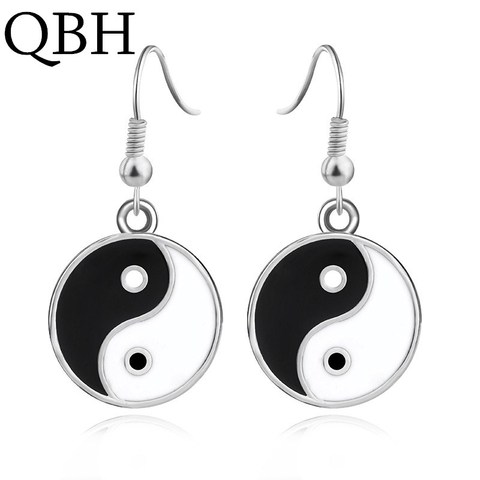 Boucles d'oreilles Tai Chi pour femmes, Bijoux Dangle Simple rétro, Bijoux fantaisie, en noir et blanc, EK1009, nouvelle mode ► Photo 1/5