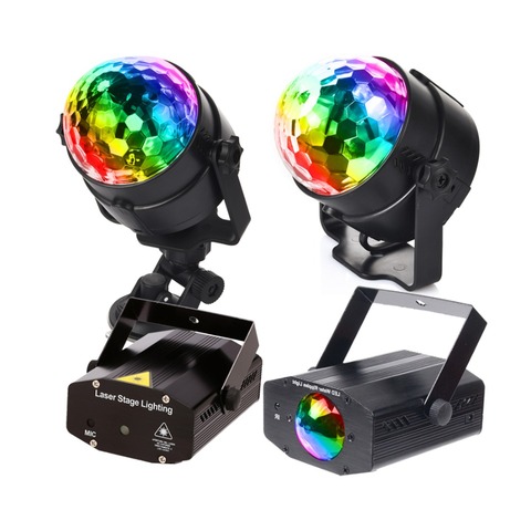 Projecteur Laser boule Disco son activé, RGB, lampe d'éclairage de scène, musique, noël et vacances éclairage 5V, USB 110 220V ► Photo 1/5