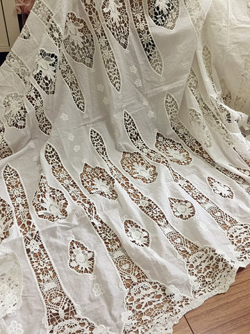 Tissu en dentelle en coton pur de Style Vintage, robe de mariée et robe de bal, robe de Haute Couture, tissu en dentelle de coton de 130cm de large ► Photo 1/5