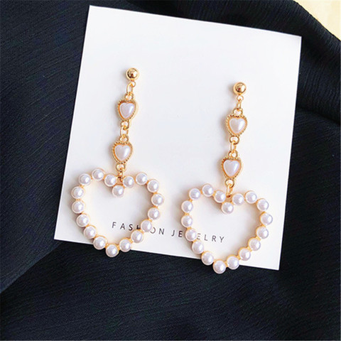 Boucles d'oreilles sutd à la mode pour femmes, boucles d'oreilles longues en forme de cœur, accessoires de bijouterie de banquet, pampilles pour femmes ► Photo 1/6