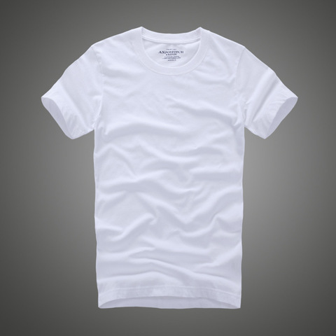 Anjoyfitch – t-shirt à manches courtes pour homme, 100% coton, couleur unie, col rond, haute qualité ► Photo 1/6