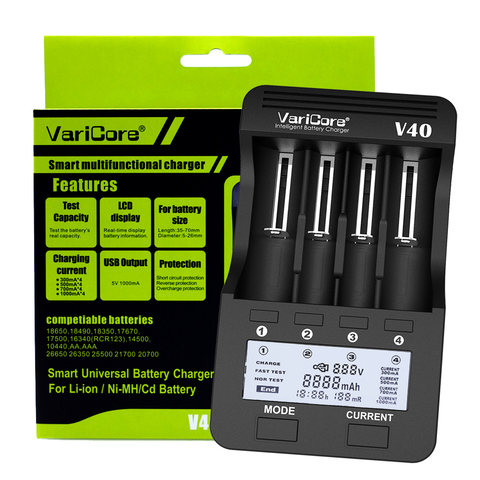 Chargeur de batterie VariCore V40 V20i 18650 chargeur pour 21700 26650 AA AAA 18350 18500 16340 17500 25500 capacité de test de la batterie ► Photo 1/5