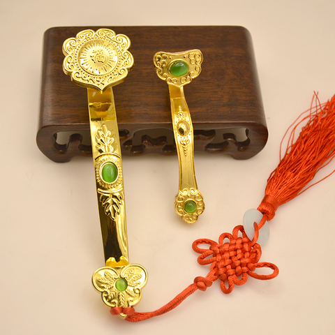 Ruyi-amulette chinoise décoration Feng Shui | Cadeau d'or, décoration Feng Shui Power sceptre, ornements de bonne Fortune ► Photo 1/6