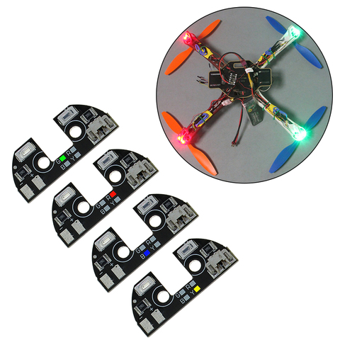 Lumière de Navigation nocturne LED 5V, 4 pièces, support lumineux haute puissance, panneau avec câble pour Drone FPV Quadcopter F330 F450 F550 RC ► Photo 1/6