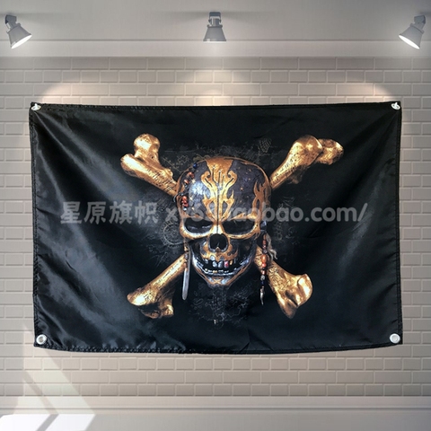 Bannière de film de pirate crâne, bannière de film de dessin animé, décoration de la maison, drapeau suspendu 4 œillets dans les coins 3*5ft 144cm * 96cm ► Photo 1/1