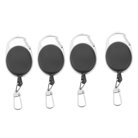 4 pièces rétractable porte-clés extensible fil métallique 60cm porte-clés pince tirer porte-clés Anti perte porte-carte d'identité porte-clés ► Photo 1/6