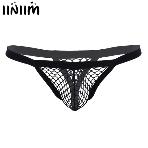 Iiniim – Lingerie transparente en résille ajouré pour Homme, sous-vêtement Sissy Gay jockstrap, poche bombée, String t-back, Bikini ► Photo 1/6