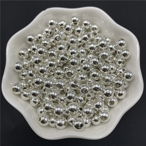 4mm 6mm 8mm 10mm couleur argent perles d'imitation perles acryliques perles rondes entretoise perles en vrac pour la fabrication de bijoux ► Photo 1/2