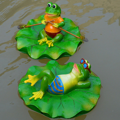 Statue créative de grenouille flottante en résine, Sculpture créative d'extérieur, pour étang de jardin, décoration mignonne, pour la maison et le bureau ► Photo 1/6