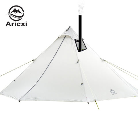 Tente de Camping en plein air ultralégère pour 3-4 personnes, tente pyramidale en nylon argenté 20D, grande tente sans tiges, randonnée ► Photo 1/6